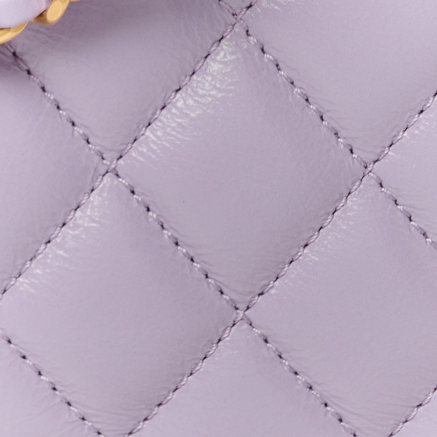 Shiny Aged Calfskin Quilted Nano Kelly Shopper Lilac