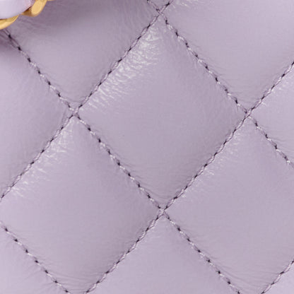 Chanel Shiny Aged Calfskin Quilted Nano Kelly Shopper Lilac 8 of 10