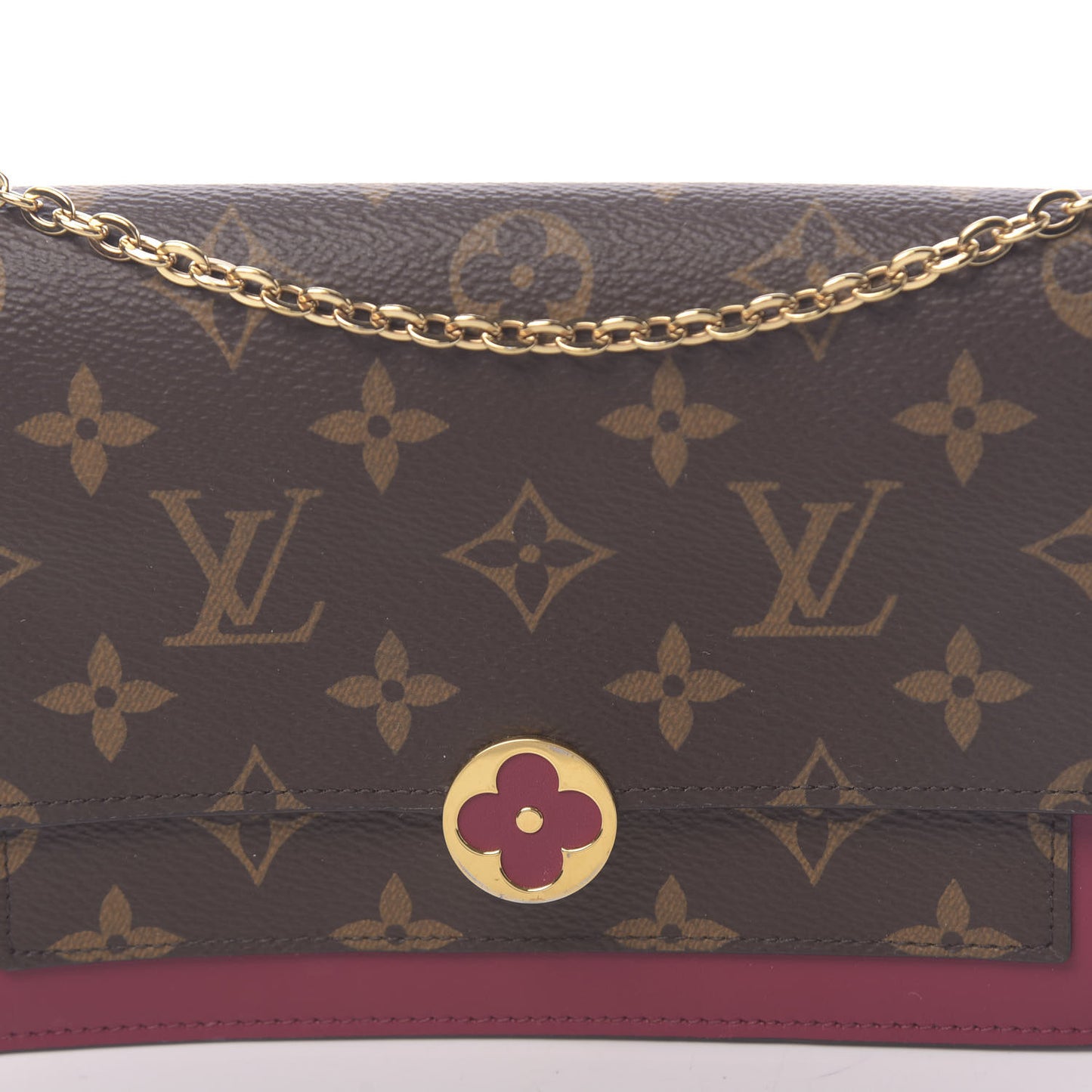 Monogram Flore Chain Wallet Fuchsia