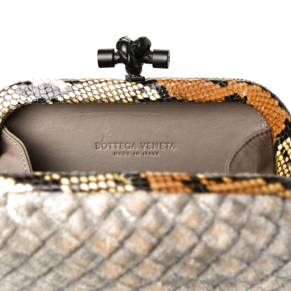 Bottega Veneta Velvet Intreccio Snakeskin Knot Clutch Grey Beige 6 of 9