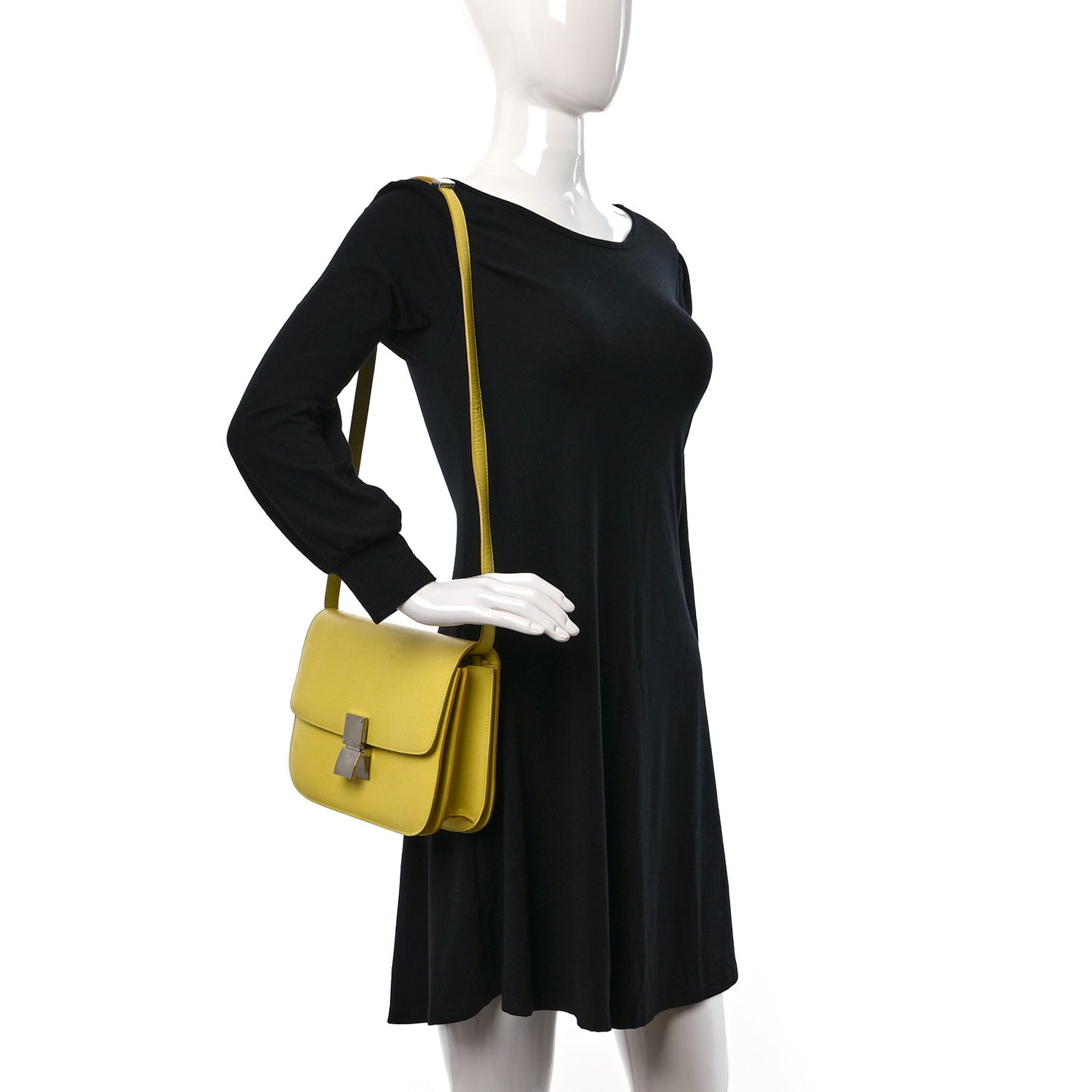 Liege Calfskin Medium Classic Box Flap Bag Fluo Yellow