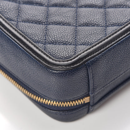 Chanel Caviar Quilted Small CC Filigree Vanity Case Navy Black 16 of 17