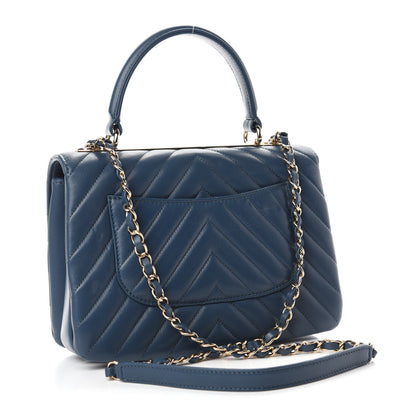 Chanel Lambskin Quilted Small Trendy CC Flap Dual Handle Bag Dark Blue 3 of 11