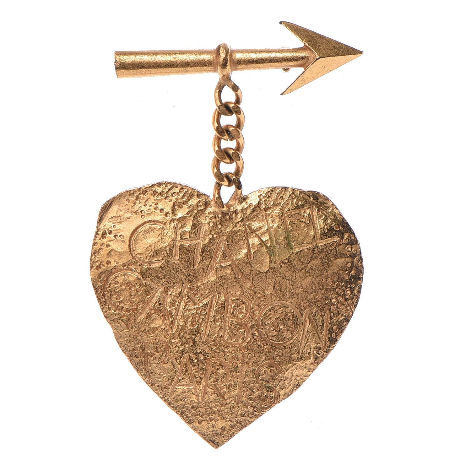 Chanel CC Heart Arrow Brooch Gold 1 of 4