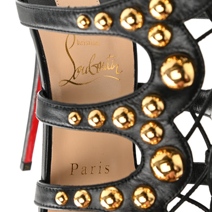 Christian Louboutin Kid Amazoutiful 120 Lace Up Sandals 38.5 Black Gold 7 of 8