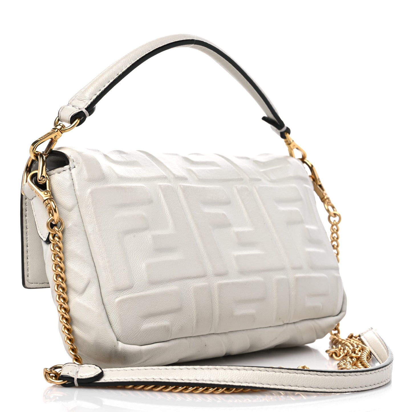 Nappa FF 1974 Embossed Mini Baguette White