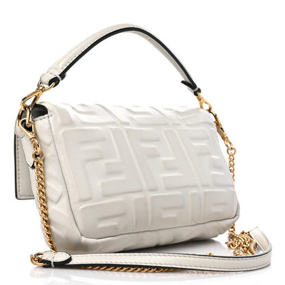 Fendi Nappa FF 1974 Embossed Mini Baguette White 3 of 12