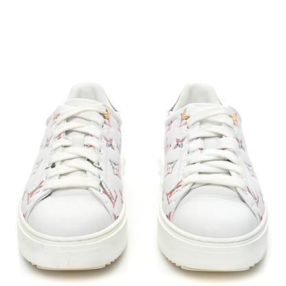 Louis Vuitton Lambskin Embossed Floral Monogram Time Out Sneakers 38 White 2 of 10