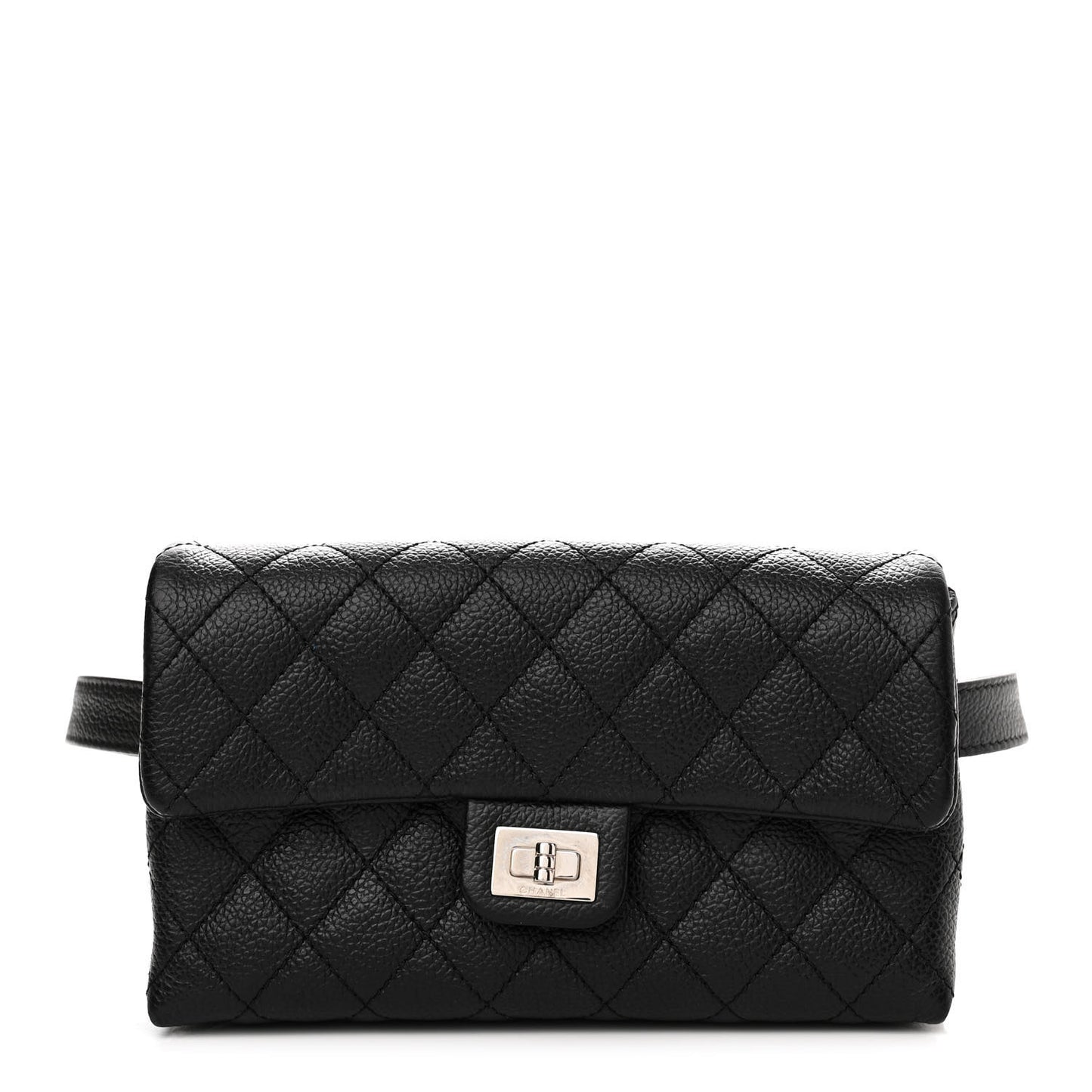 Grained Calfskin Quilted 2.55 Reissue Flap Belt Bag Clutch Black