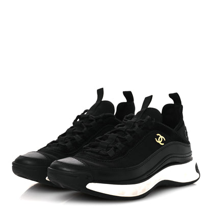 Chanel Velvet Calfskin Mixed Fibers CC Sneakers 38.5 Black 4 of 15