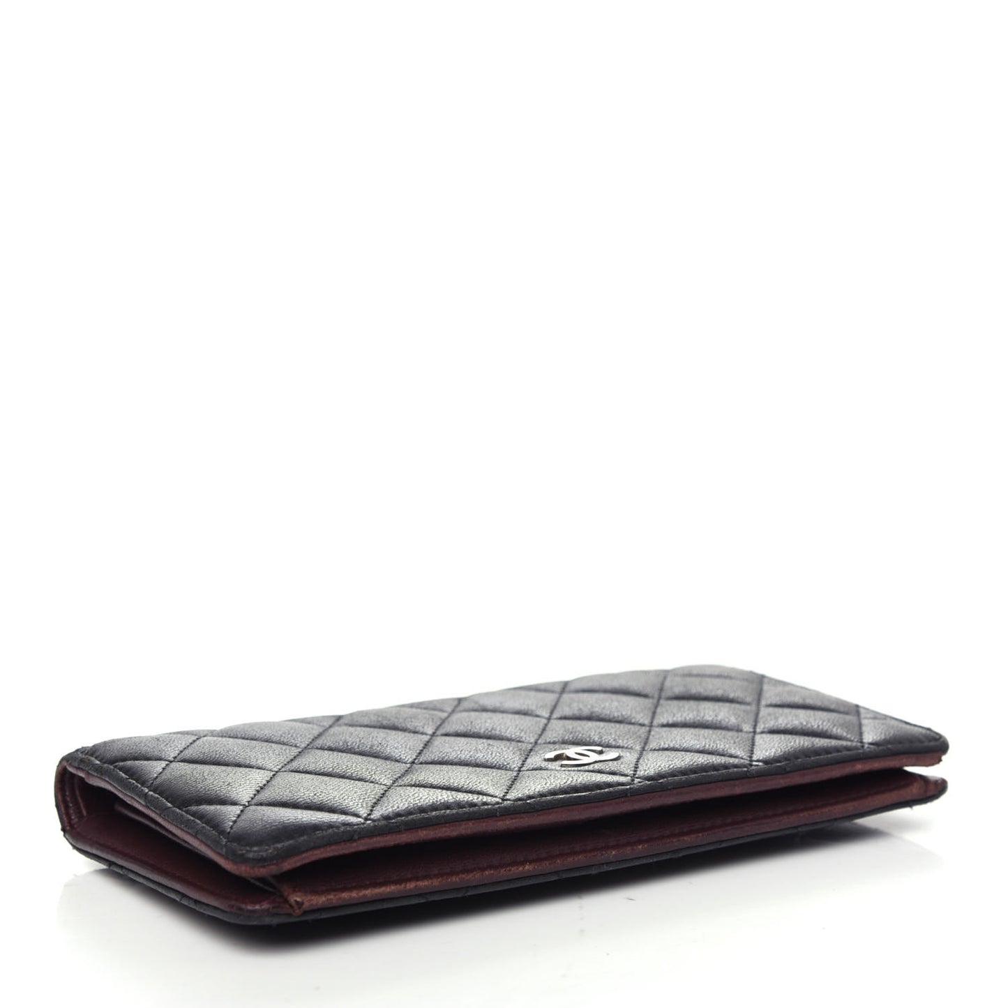 Lambskin Quilted Yen Wallet Black