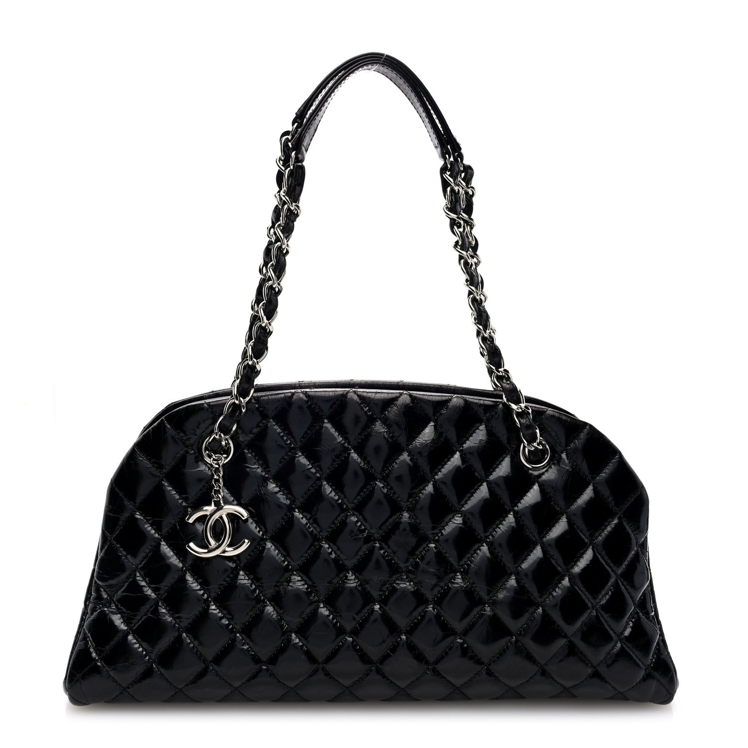 Chanel Patent Quilted Medium Just Mademoiselle Bowling Bag Black 1 of 10