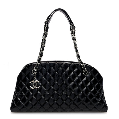 Chanel Patent Quilted Medium Just Mademoiselle Bowling Bag Black 1 of 10