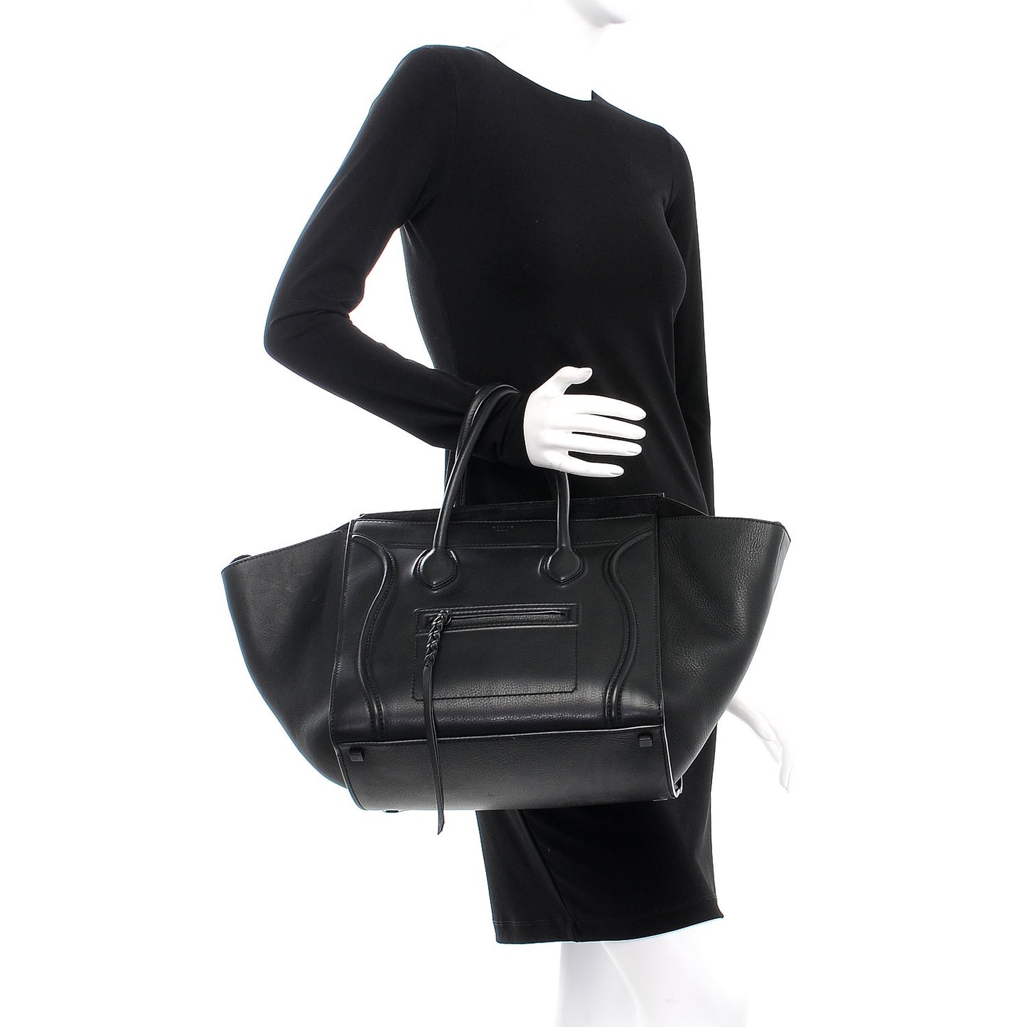 Supple Calfskin Medium Phantom Luggage Black