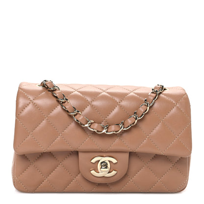 Chanel Lambskin Quilted Mini Rectangular Flap Dark Beige 1 of 10