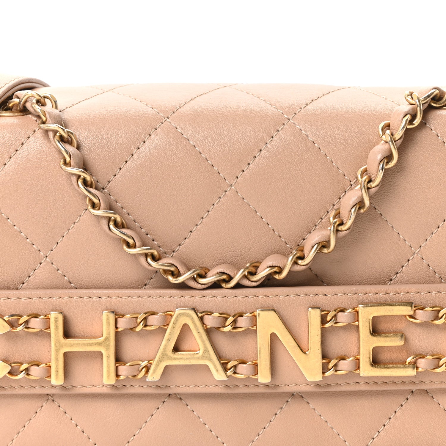 Chanel Calfskin Quilted Small Enchained Flap Beige 8 of 10