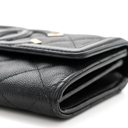Chanel Caviar Quilted Medium Filigree Flap Wallet Black 10 of 12