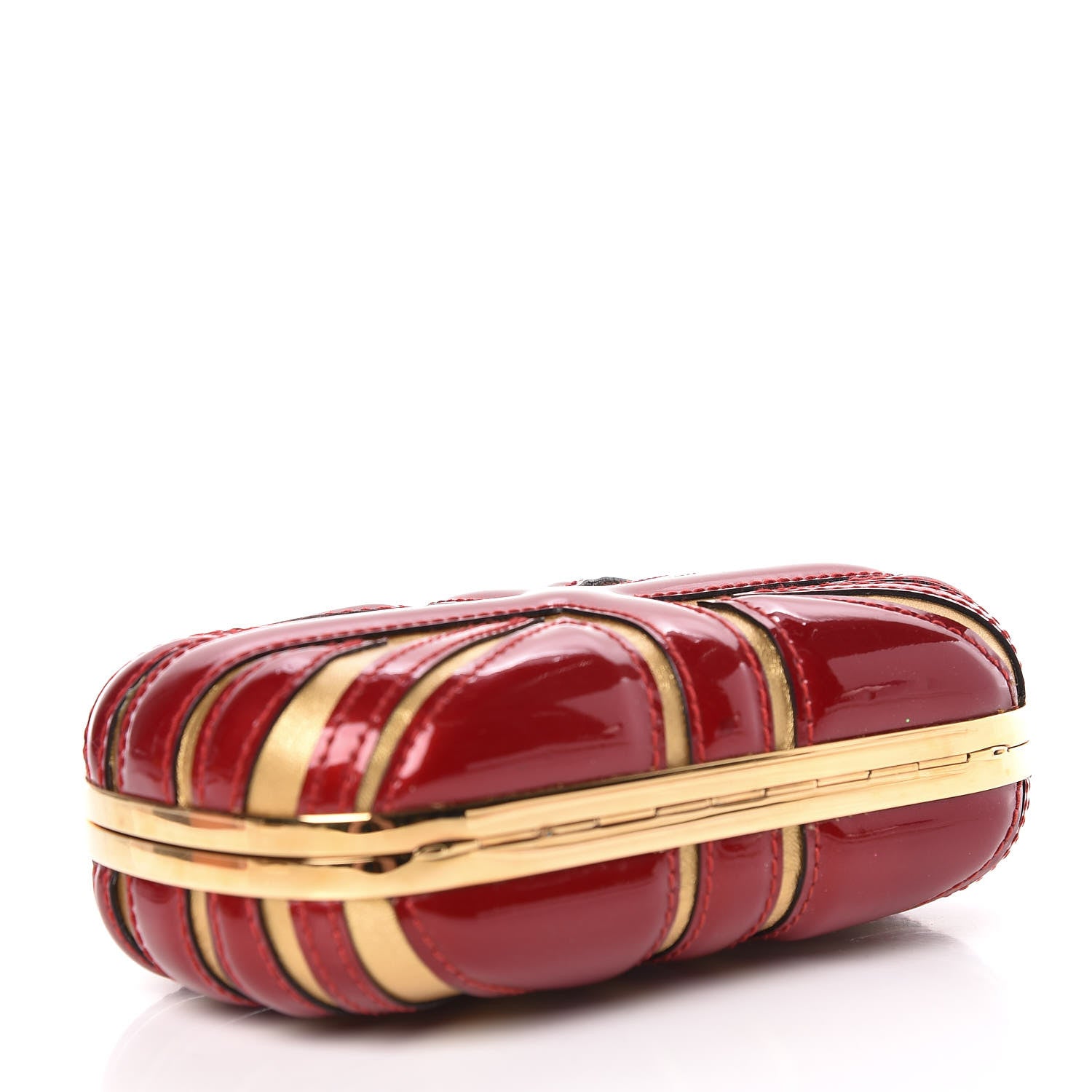Alexander McQueen Patent Calfskin Britannia Skull Box Clutch Intense Red 4 of 12