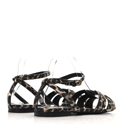 Saint Laurent Suede Leopard Print Tribute 05 Ankle Strap Sandals  40 Russian Beige 5 of 10