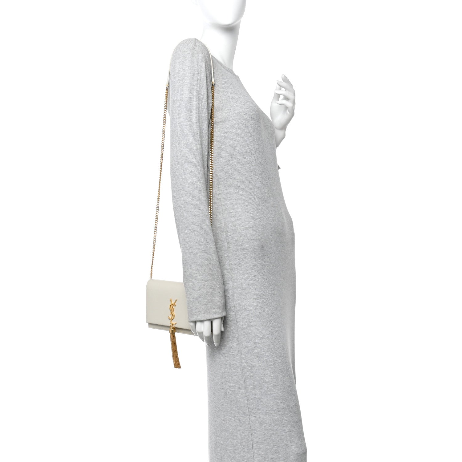 Saint Laurent Grain De Poudre Classic Monogram Kate Tassel Chain Wallet Crema Soft 2 of 10