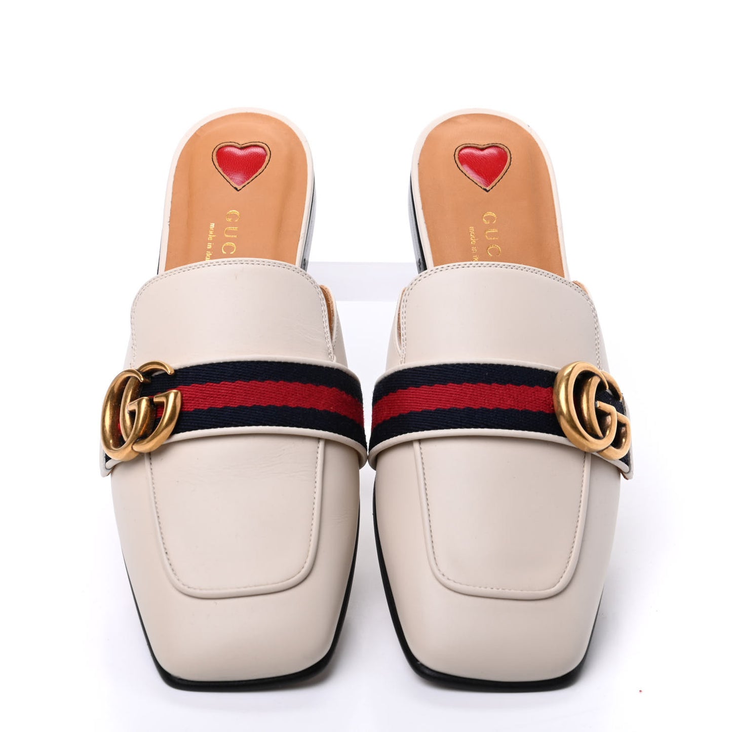 Calfskin Web Womens Peyton GG Slippers 36.5 White