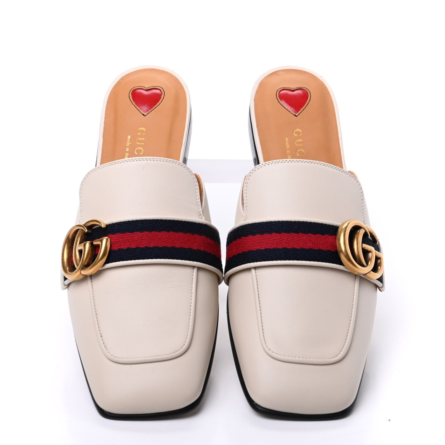Gucci Calfskin Web Womens Peyton GG Slippers 36.5 White 5 of 13