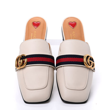 Gucci Calfskin Web Womens Peyton GG Slippers 36.5 White 5 of 13