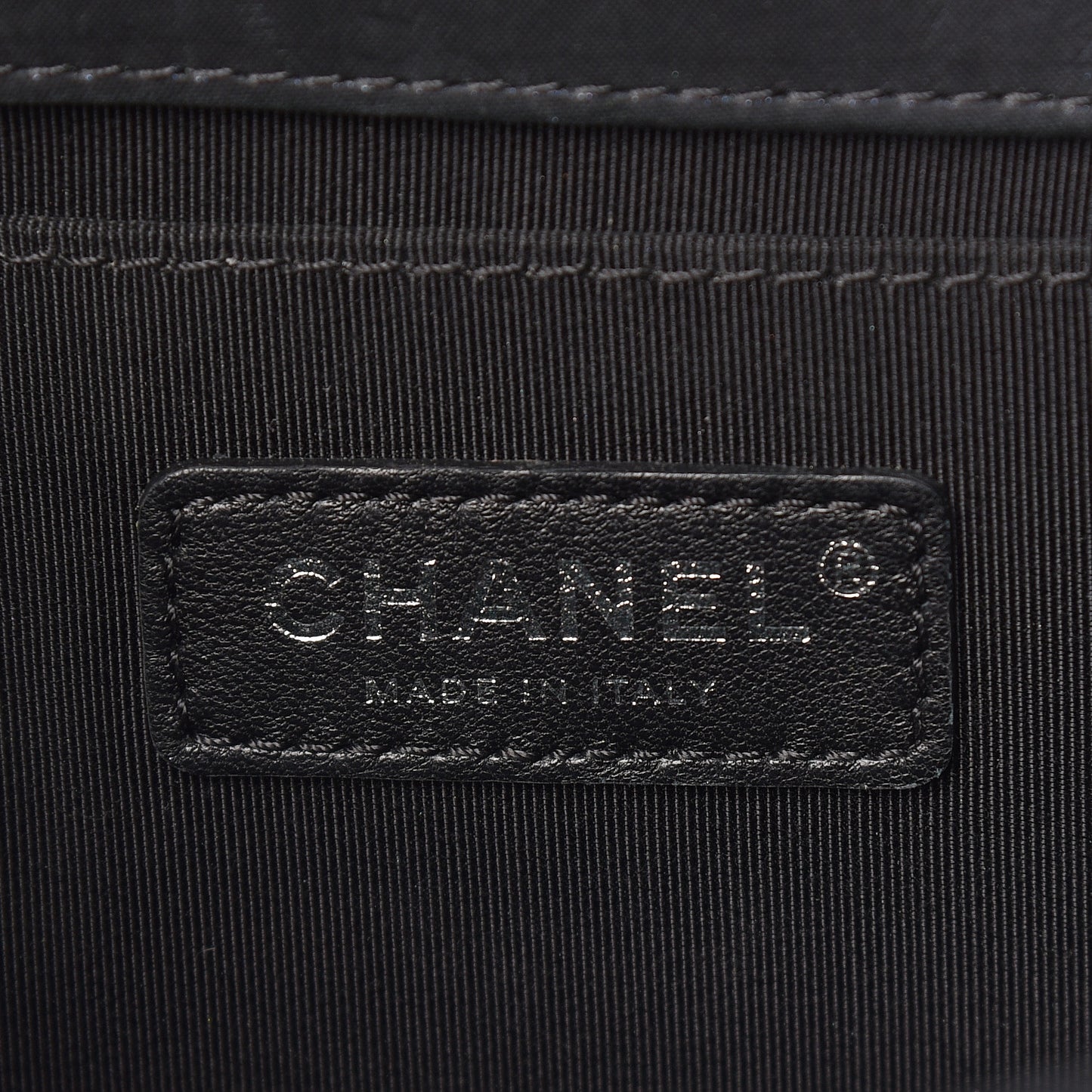 Iridescent Calfskin Embellished Double Stitch Medium Boy Flap Black