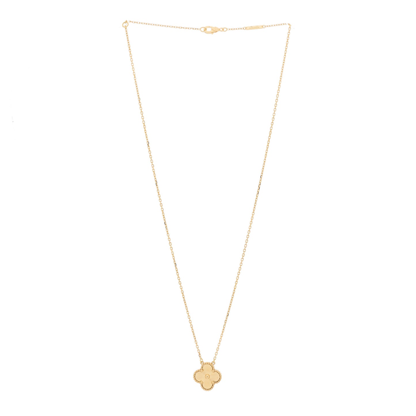 18K Yellow Gold Guilloche Vintage Alhambra Pendant Necklace