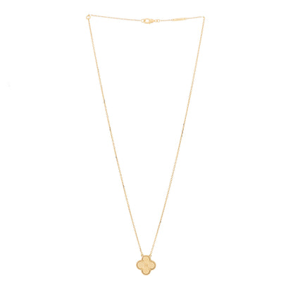 Van Cleef & Arpels 18K Yellow Gold Guilloche Vintage Alhambra Pendant Necklace 3 of 6