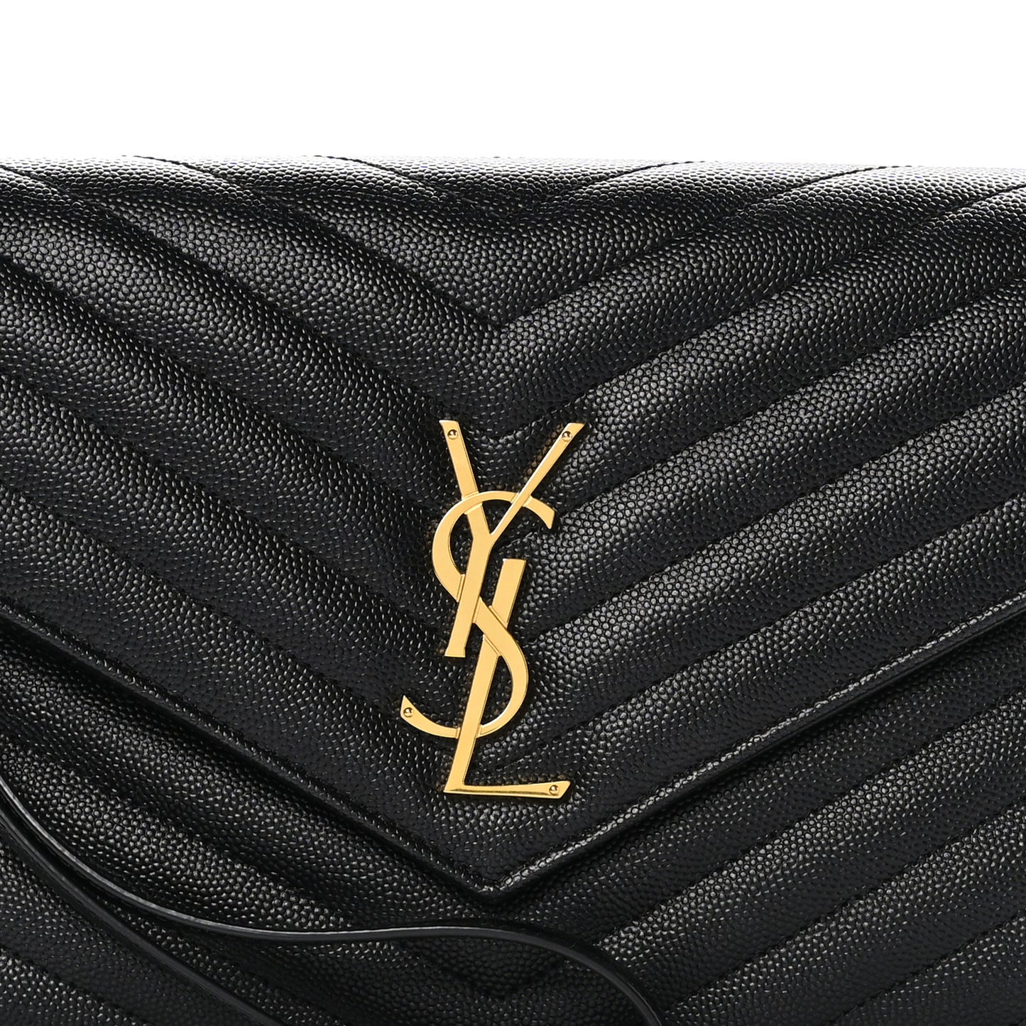 Grain De Poudre Matelasse Chevron Monogram Envelope Clutch Black