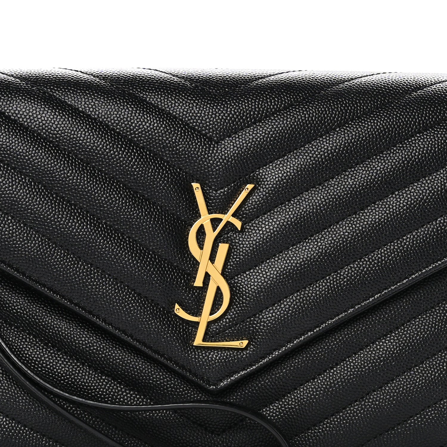 Saint Laurent Grain De Poudre Matelasse Chevron Monogram Envelope Clutch Black 9 of 9