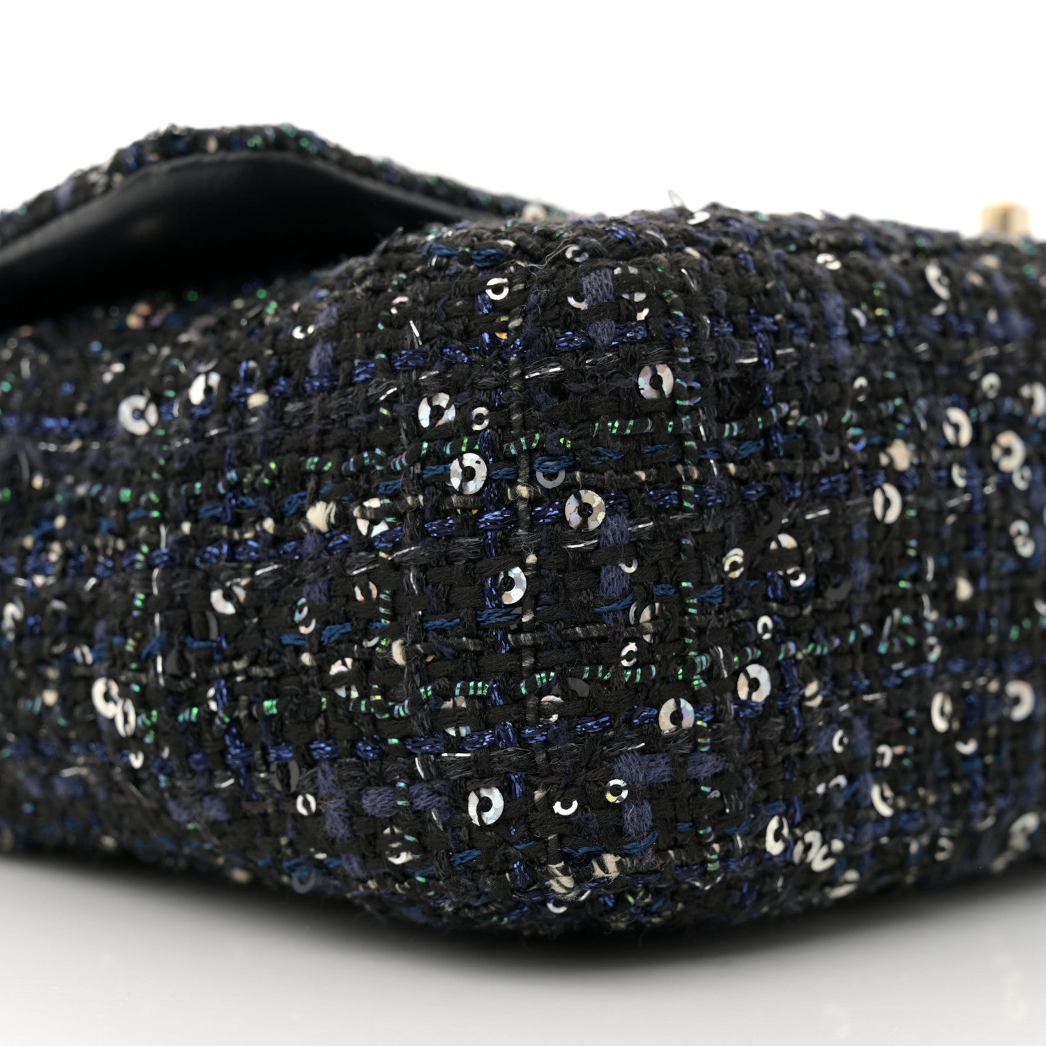 Chanel Tweed Medium Pearl Handle Flap Black Ecru 9 of 11