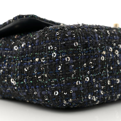 Chanel Tweed Medium Pearl Handle Flap Black Ecru 9 of 11