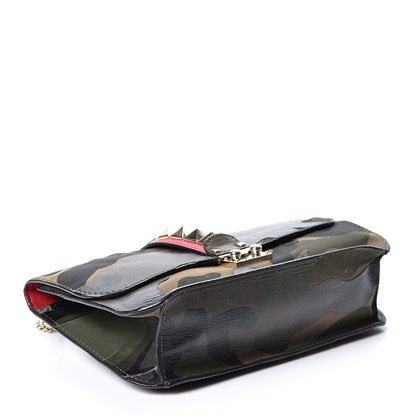 Valentino Garavani Nappa Canvas Camouflage Medium Glam Lock Rockstud Flap Verde 3 of 13