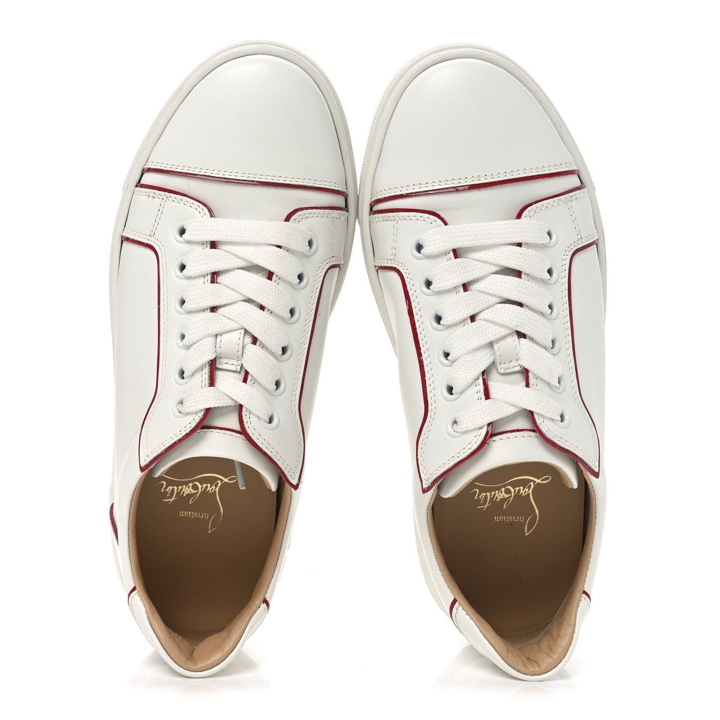 Calfskin Patent Vieirissima Flat Sneakers 36.5 White Loubi