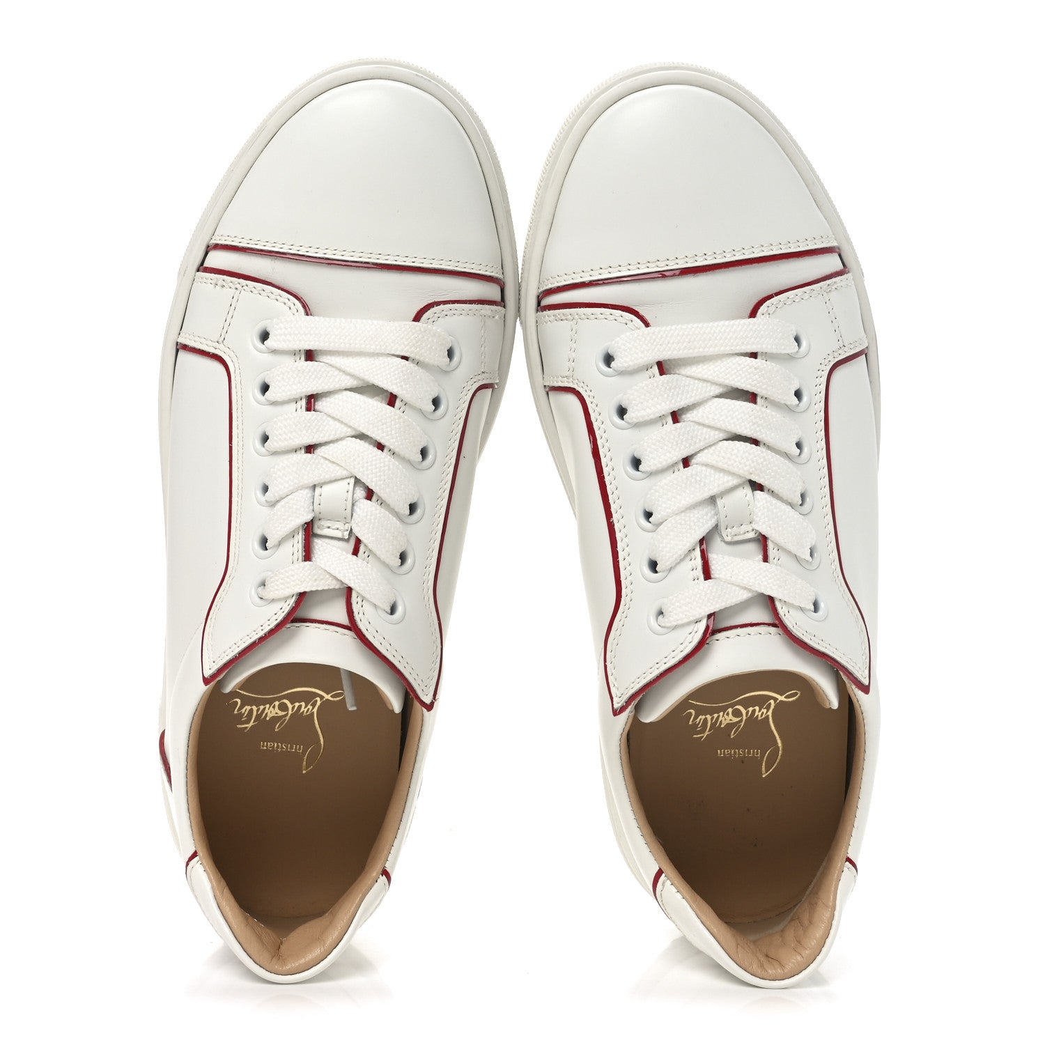 Christian Louboutin Calfskin Patent Vieirissima Flat Sneakers 36.5 White Loubi 2 of 8