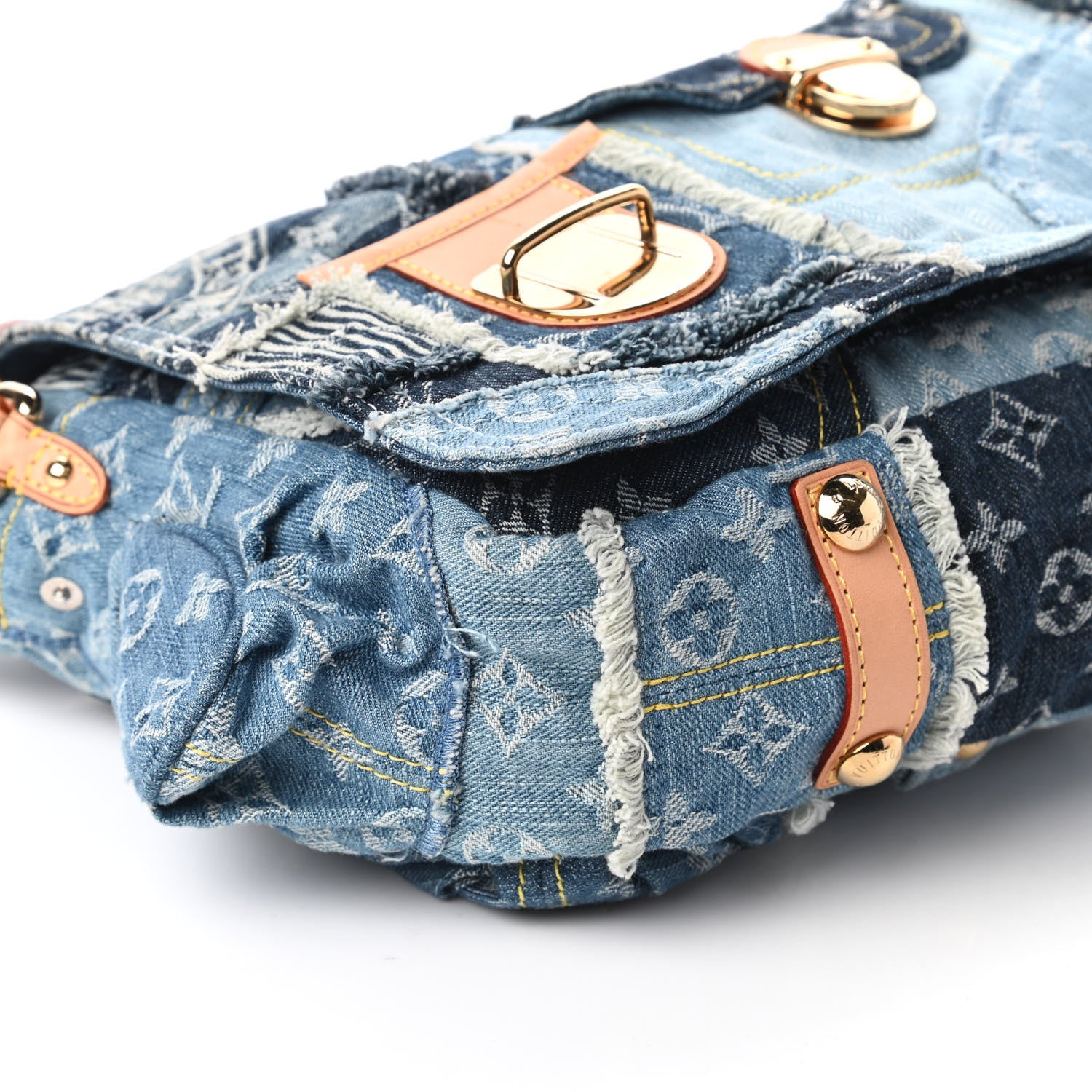 Louis Vuitton Denim Patchwork Posty Messenger Bag Blue 6 of 10