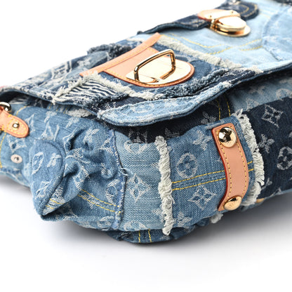 Louis Vuitton Denim Patchwork Posty Messenger Bag Blue 6 of 10