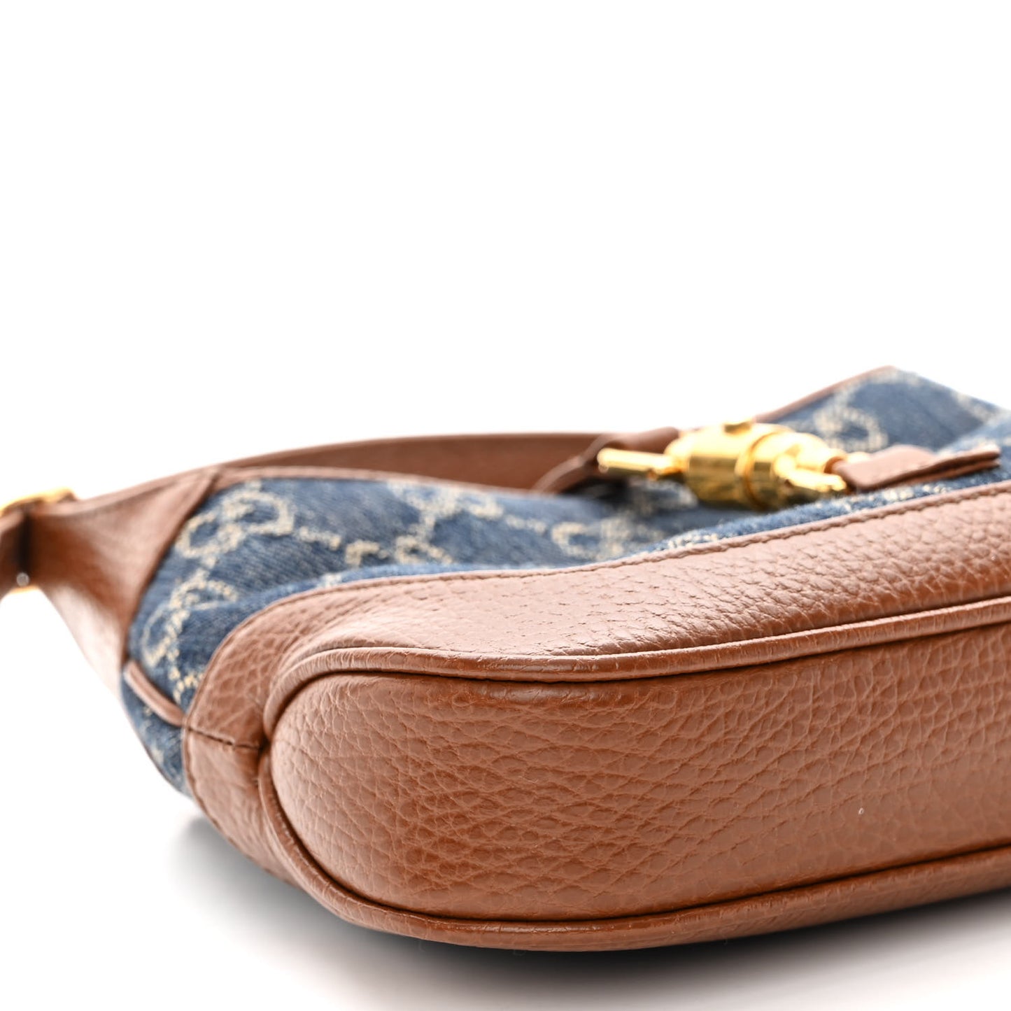 New Denim GG Monogram Calfskin Mini Jackie 1961 Hobo Blue Tea Cuir