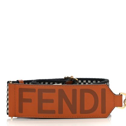 Fendi Ribbon Vitello King Logo Embossed Gingham Woven Adjustable Strap You Panna Black Cuoio 3 of 7