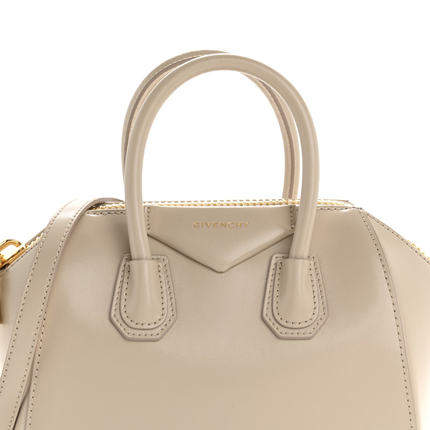 Shiny Lord Calfskin Mini Antigona Natural Beige