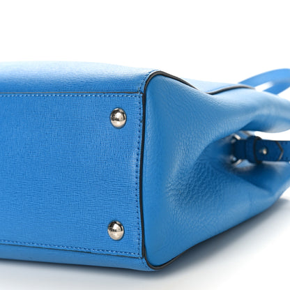 Fendi Vitello Elite Flamingo Petite 2Jours Tote Blue Royal 9 of 12