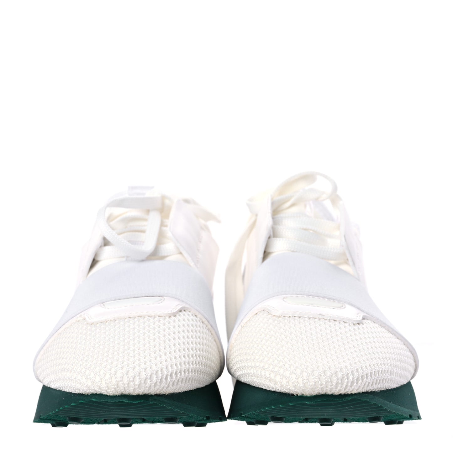 Mesh Calfskin Neoprene Womens Race Runner Sneakers 38 White