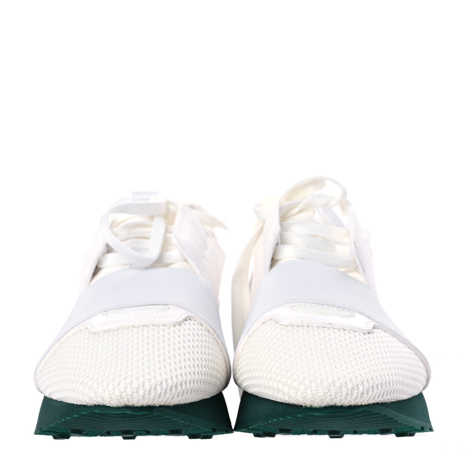 Balenciaga Mesh Calfskin Neoprene Womens Race Runner Sneakers 38 White 2 of 9