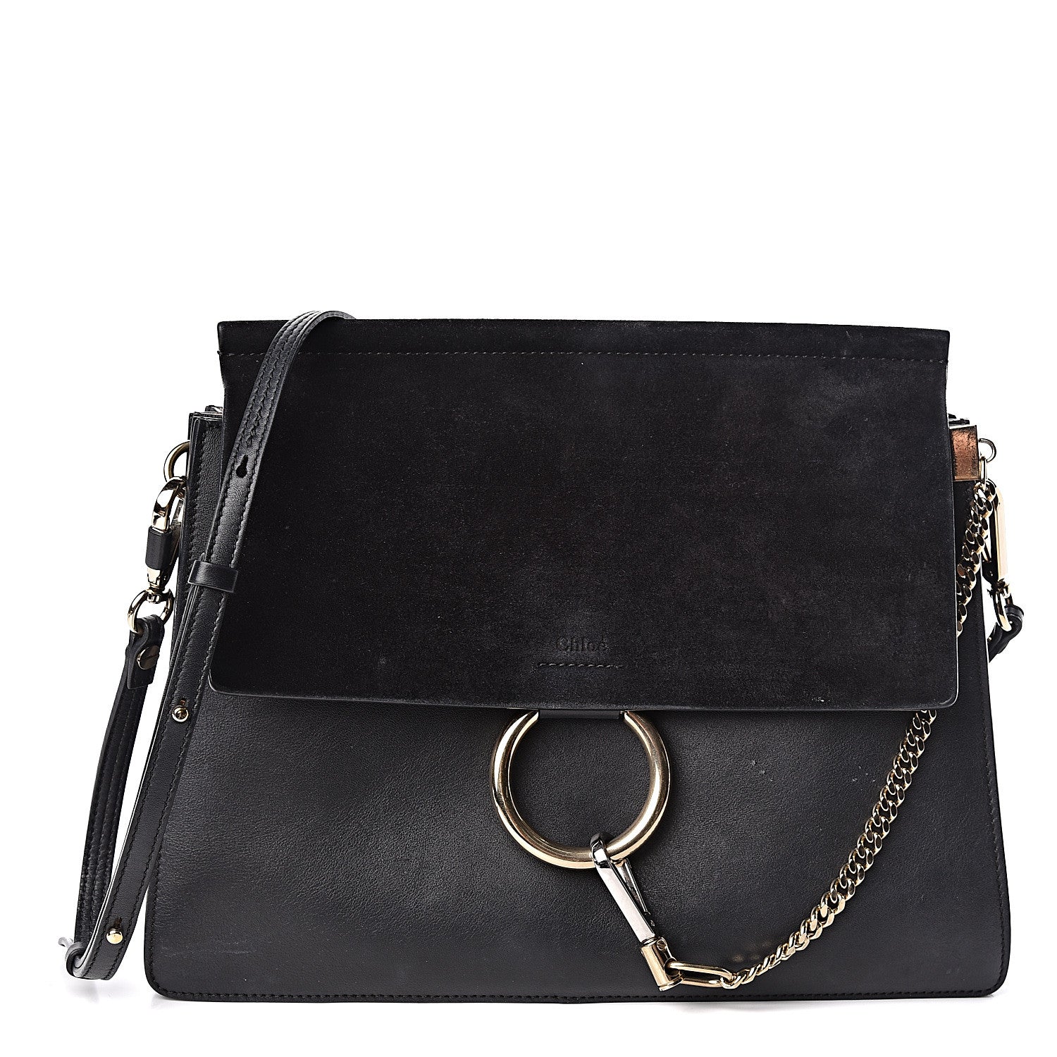 Chloe Suede Calfskin Medium Faye Shoulder Bag Black 1 of 14