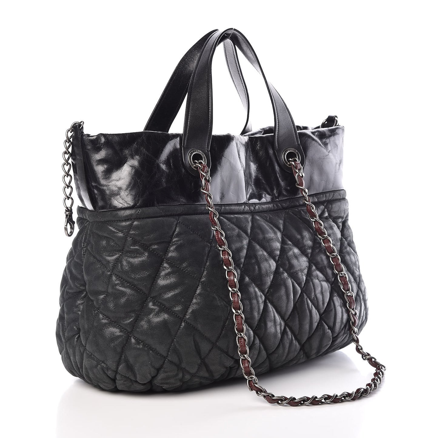 Iridescent Calfskin Large In the Mix Tote Black