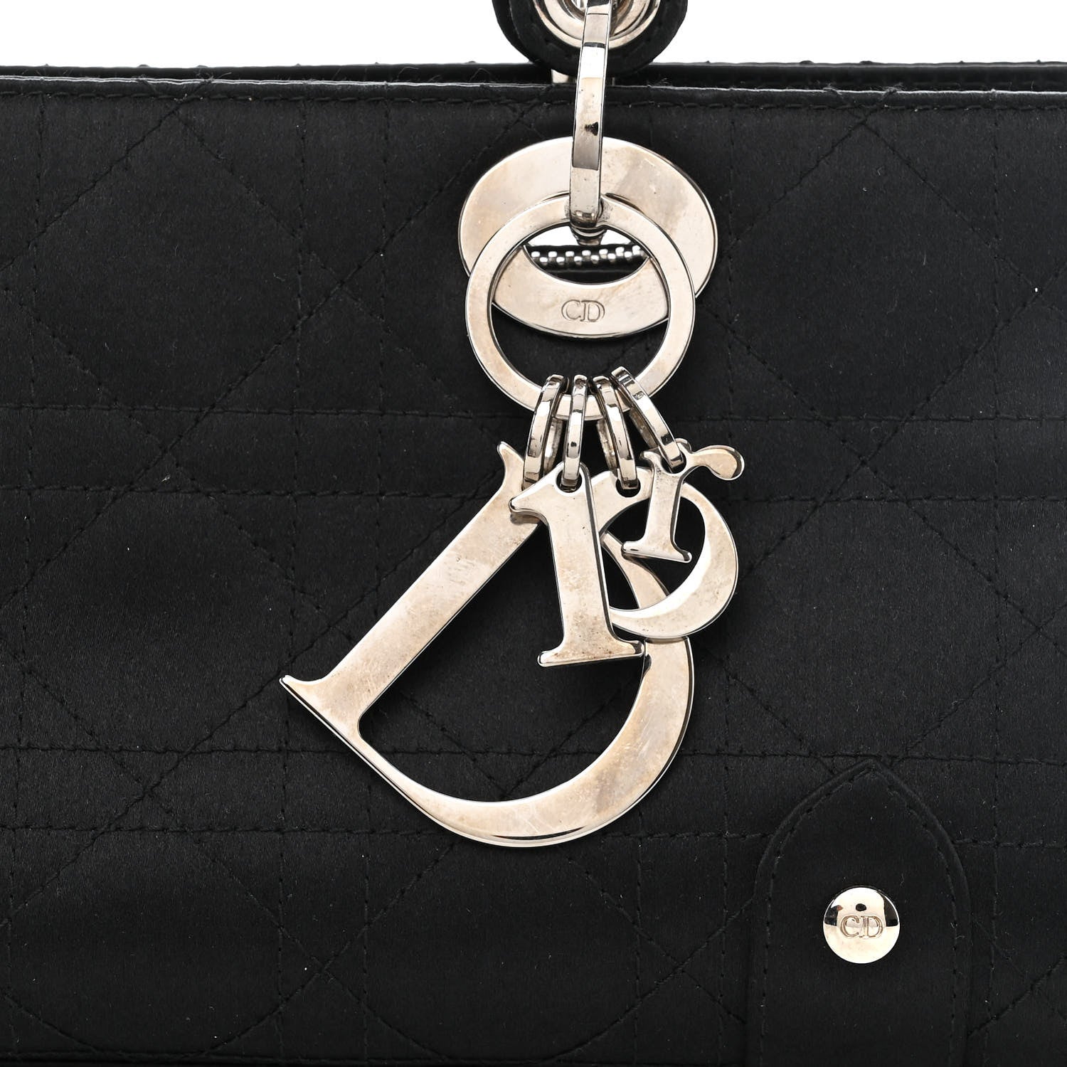 Christian Dior Satin Cannage Stitched Small East West Lady Dior Black 8 of 10