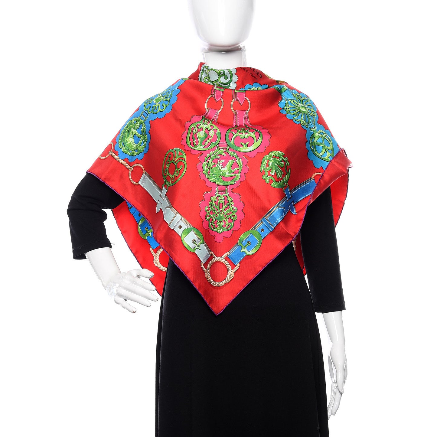 Silk Cuivreries Scarf 90 Rouge Bleu Vert