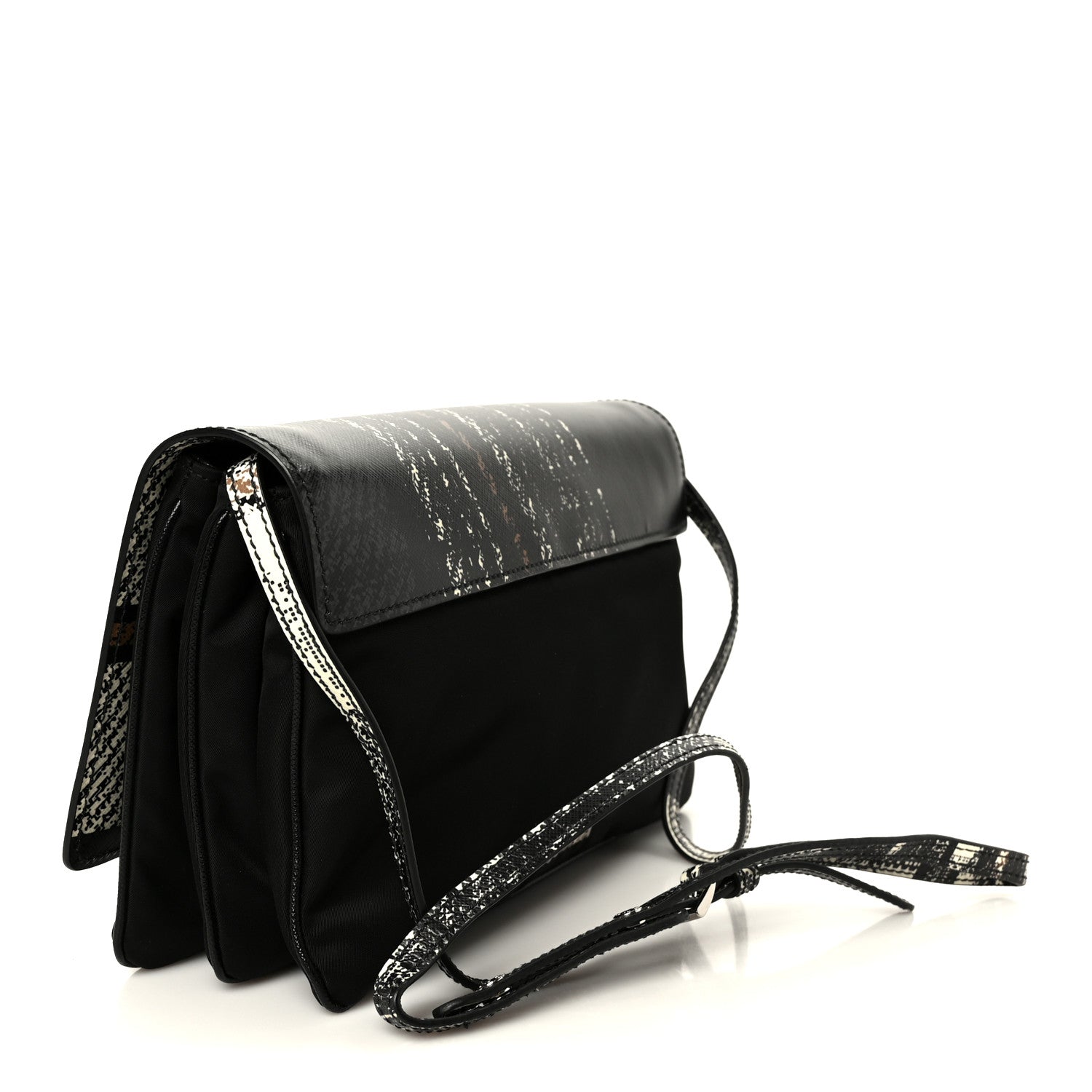 Prada Tessuto Nylon Saffiano Tartan Print Crossbody Bag White Dis Tartan 3 of 12